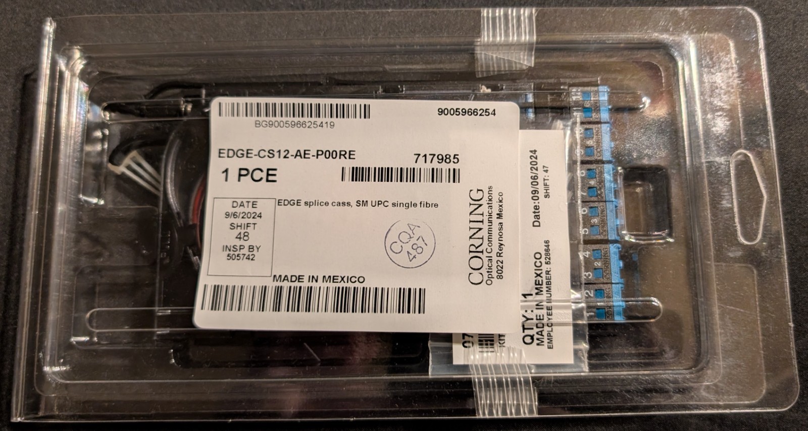 CORNING EDGE-CS12-AE-P00RE Multi Splice Cassette SM Single Fiber Mode BRAND NEW