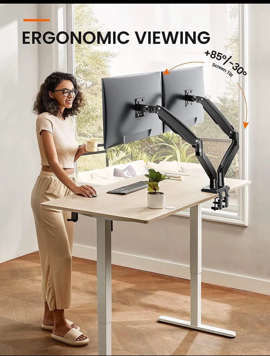 Huanuo Flexi Full Motion Desk Mount Monitor Arm, Model HNSS7 - 