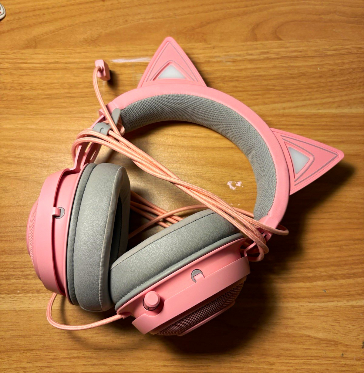 Razer Kraken Kitty Pink RGB Wired USB Over-Ear Headset ANC Mic Adjustable 