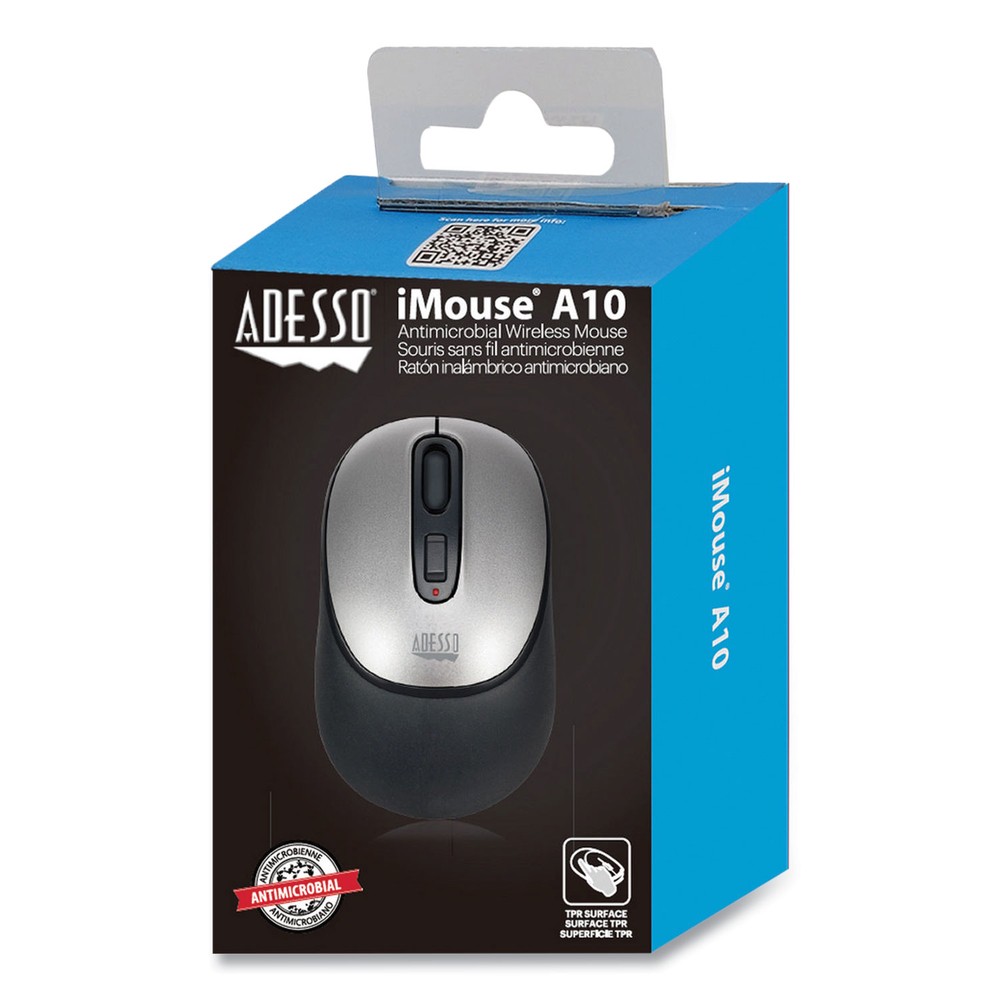 Imouse A10 Antimicrobial Wireless Mouse, 2.4 Ghz Frequency/30 Ft Wireless Range