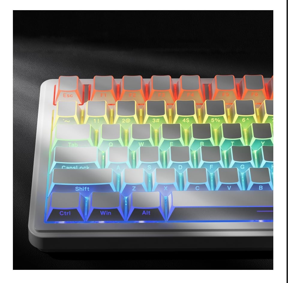XVX Shine Through PBT Keycaps White Prism Side Printed Translucent Cherry