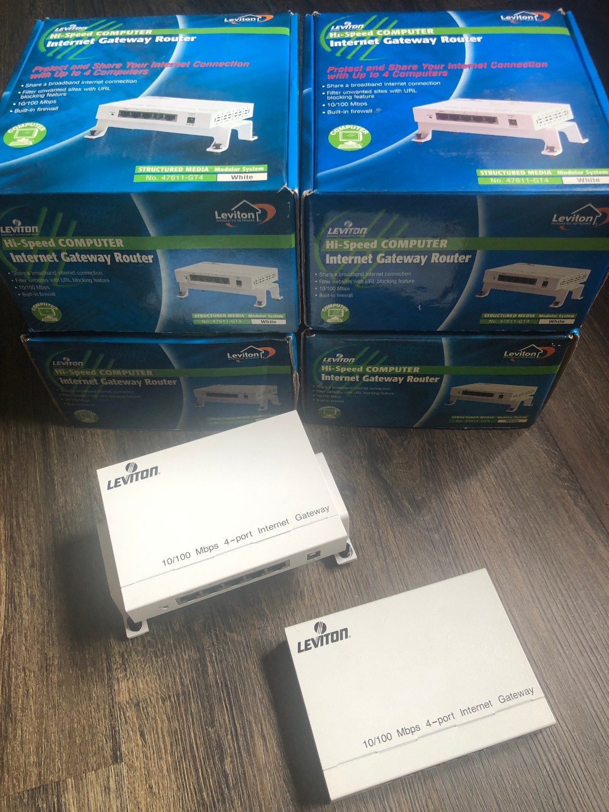 Leviton 10/100 Mbps 4-Port Internet Gateway Router 47611-GT4 ~ LOT 6 ~PARTS ONLY