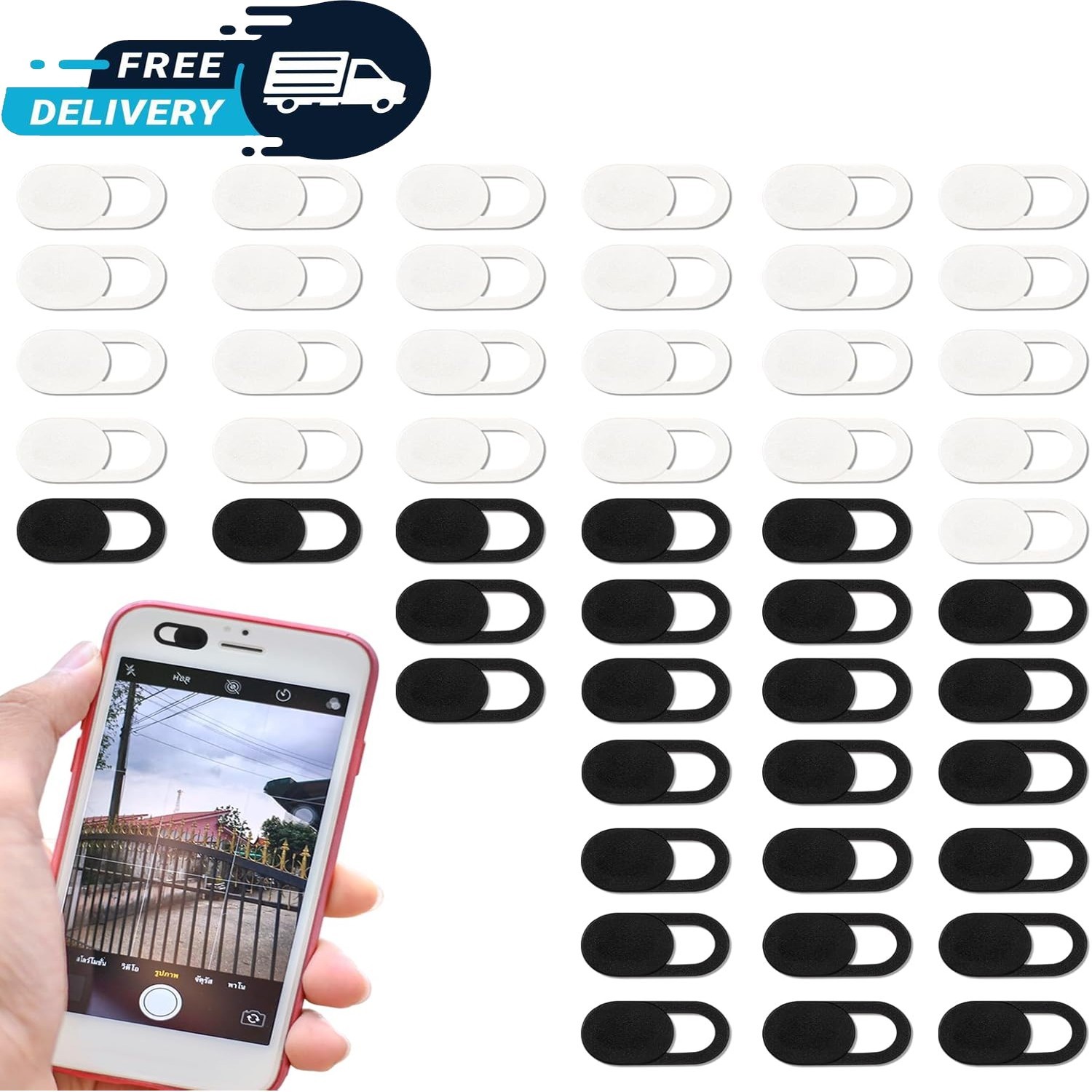 50 Pcs Black Ultra-Thin Webcam Cover Slide Laptop Camera Privacy Protectors