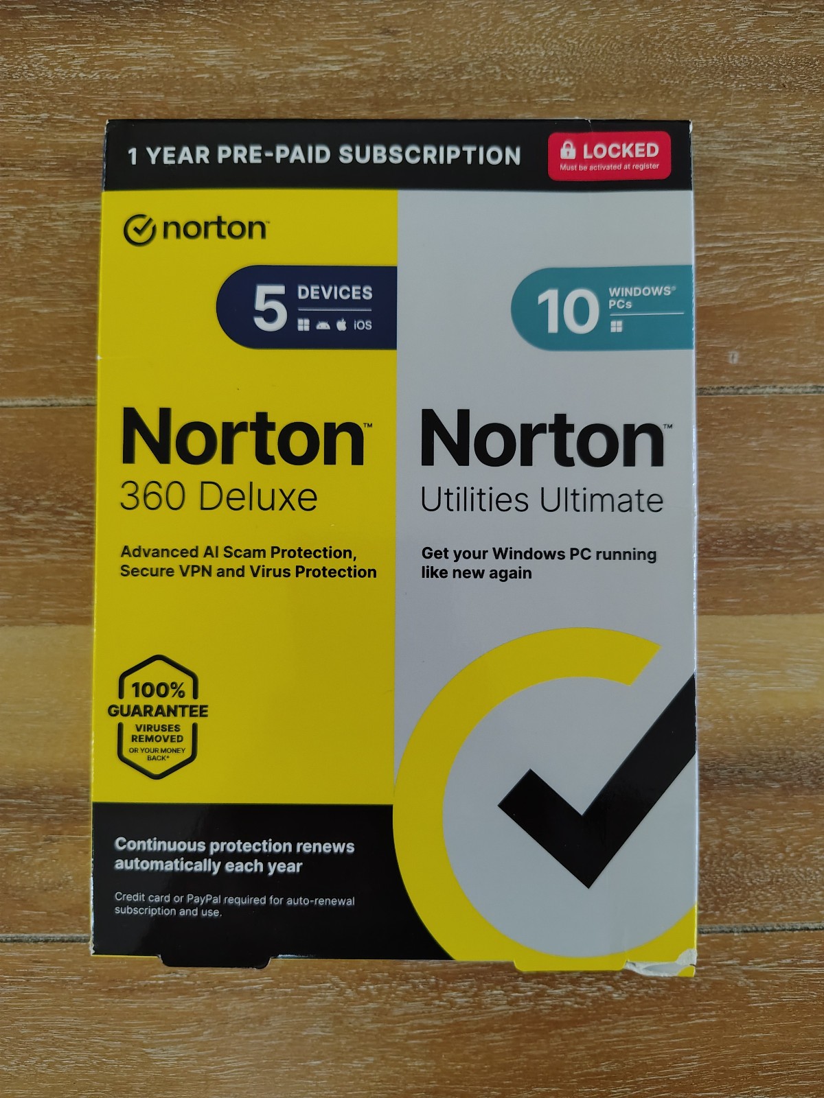 Norton 360 Deluxe for 5 Devices/1 Year + Norton Utilities Ultimate New Ships Fas