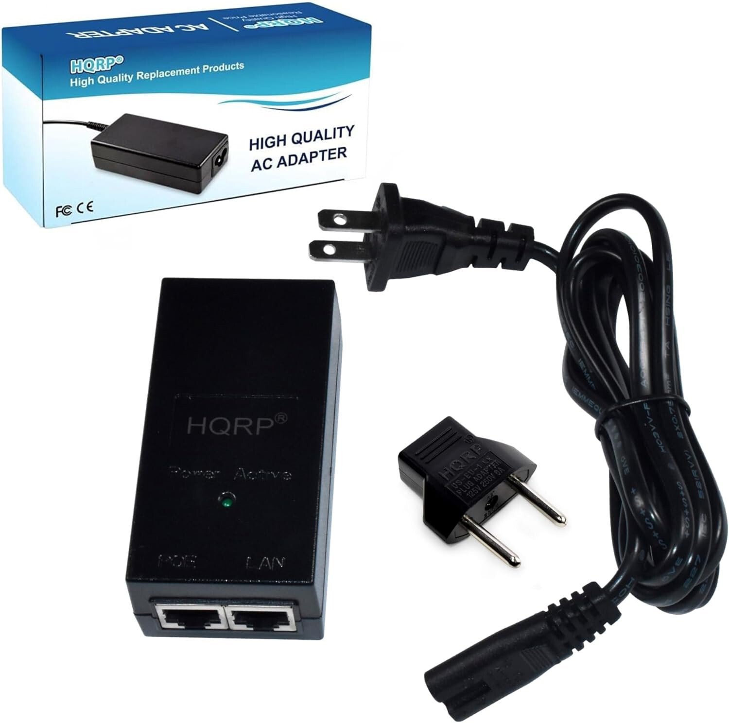 HQRP 48V PoE Injector Adapter Power Supply 10/100Mbps IEEE 802.3af for Cisco IP