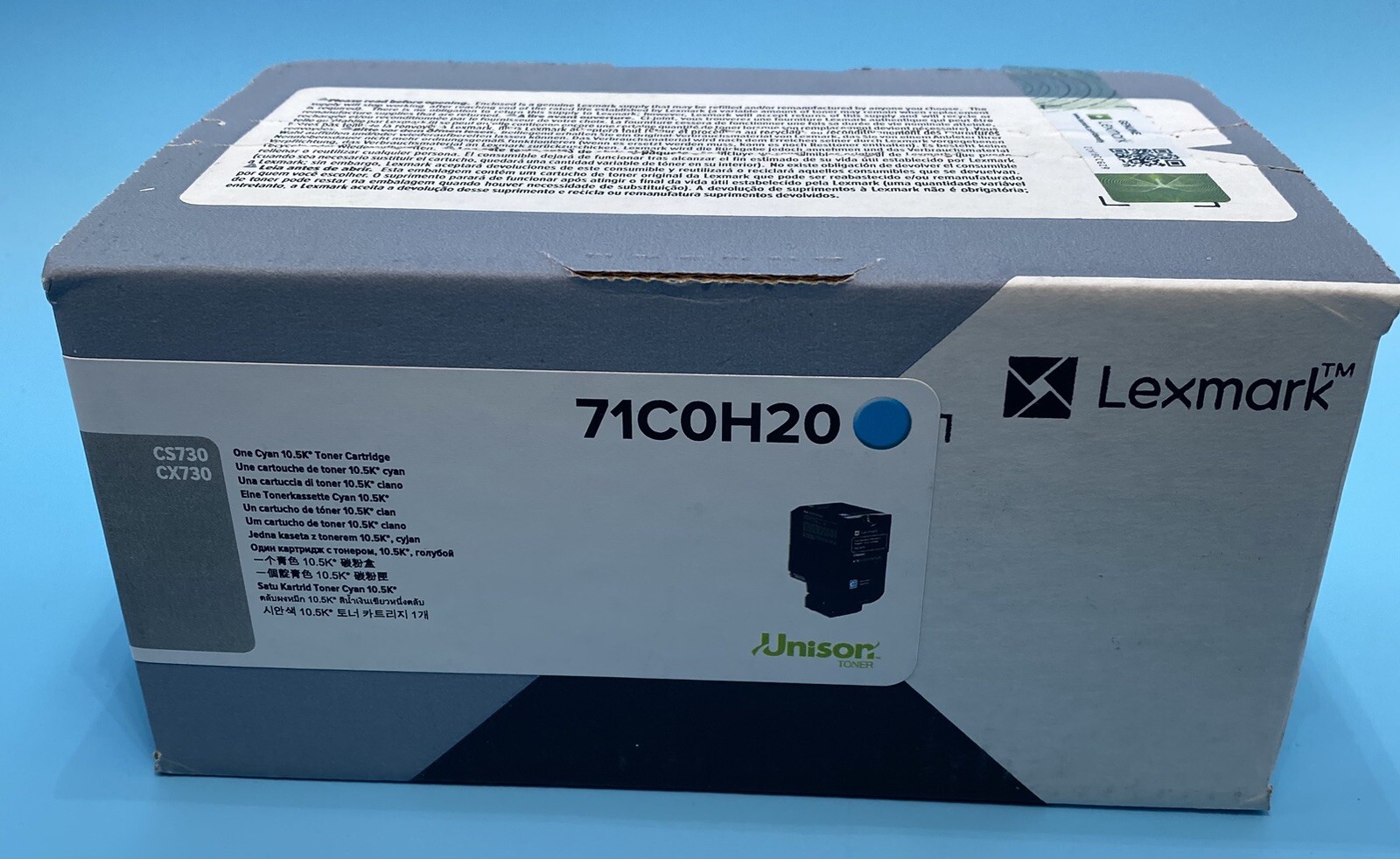 Genuine Lexmark High Yield (10.5K) 71C0H20 Cyan Toner Cartridge