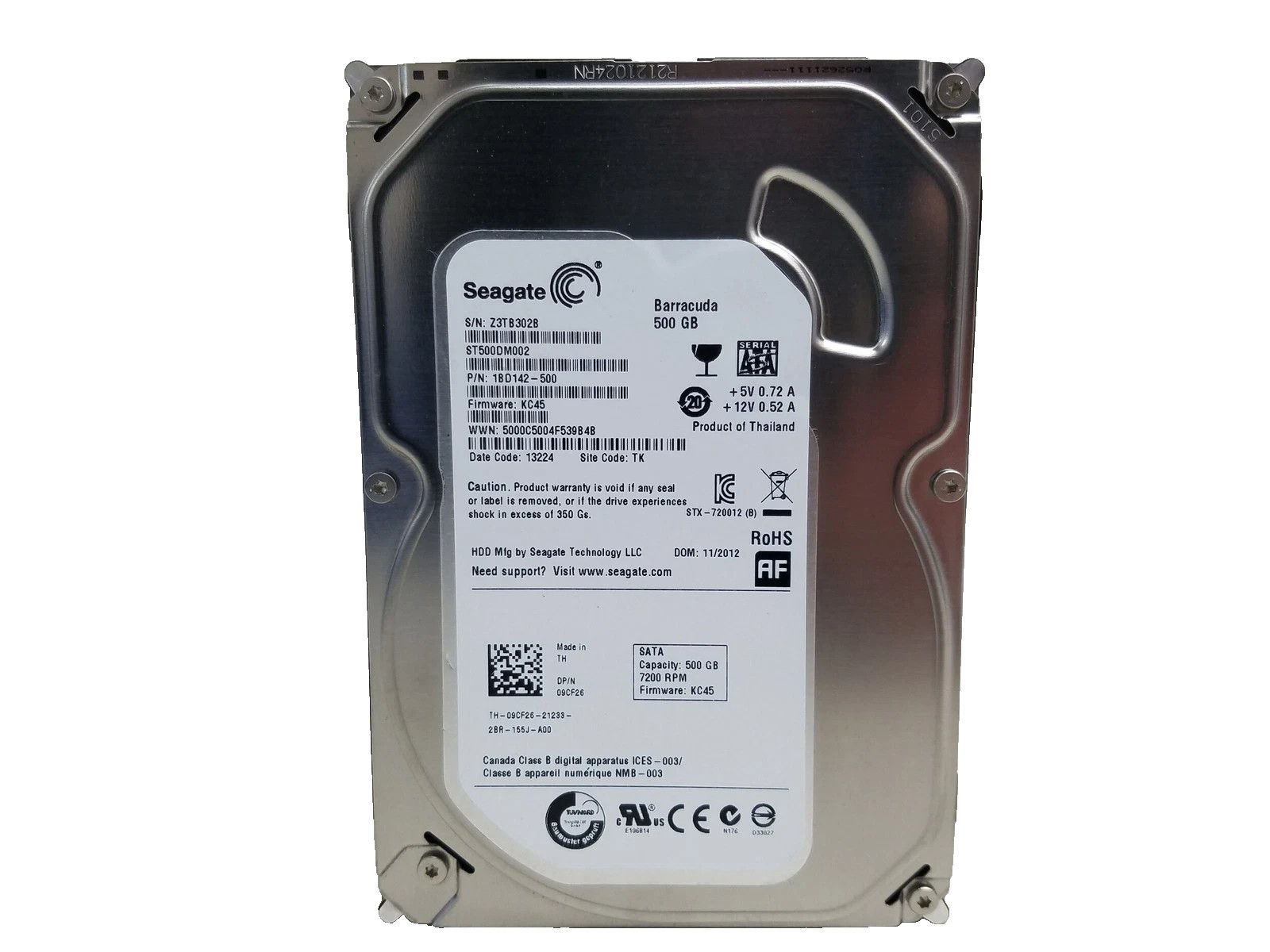Seagate Barracuda ST500DM002 500 GB SATA III 3.5 in Desktop Hard Drive