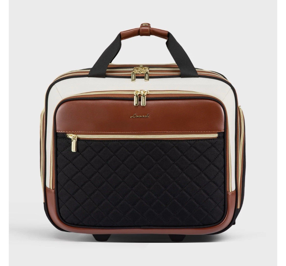 Lovevook Rolling Laptop Bag, 17.3", Black And Brown