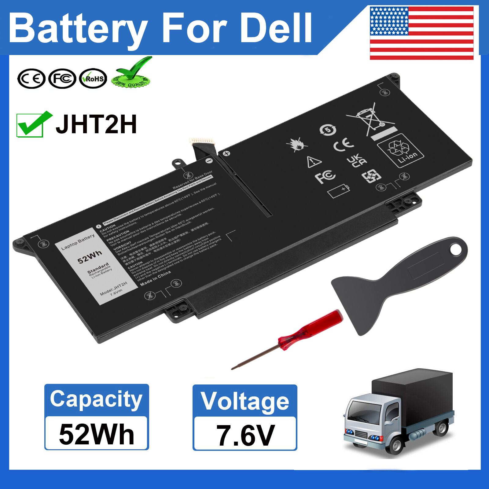 ✅LOT JHT2H Battery For Dell Latitude 7310 7410 4V5X2 HRGYV WY9MP P34S P34S001 US