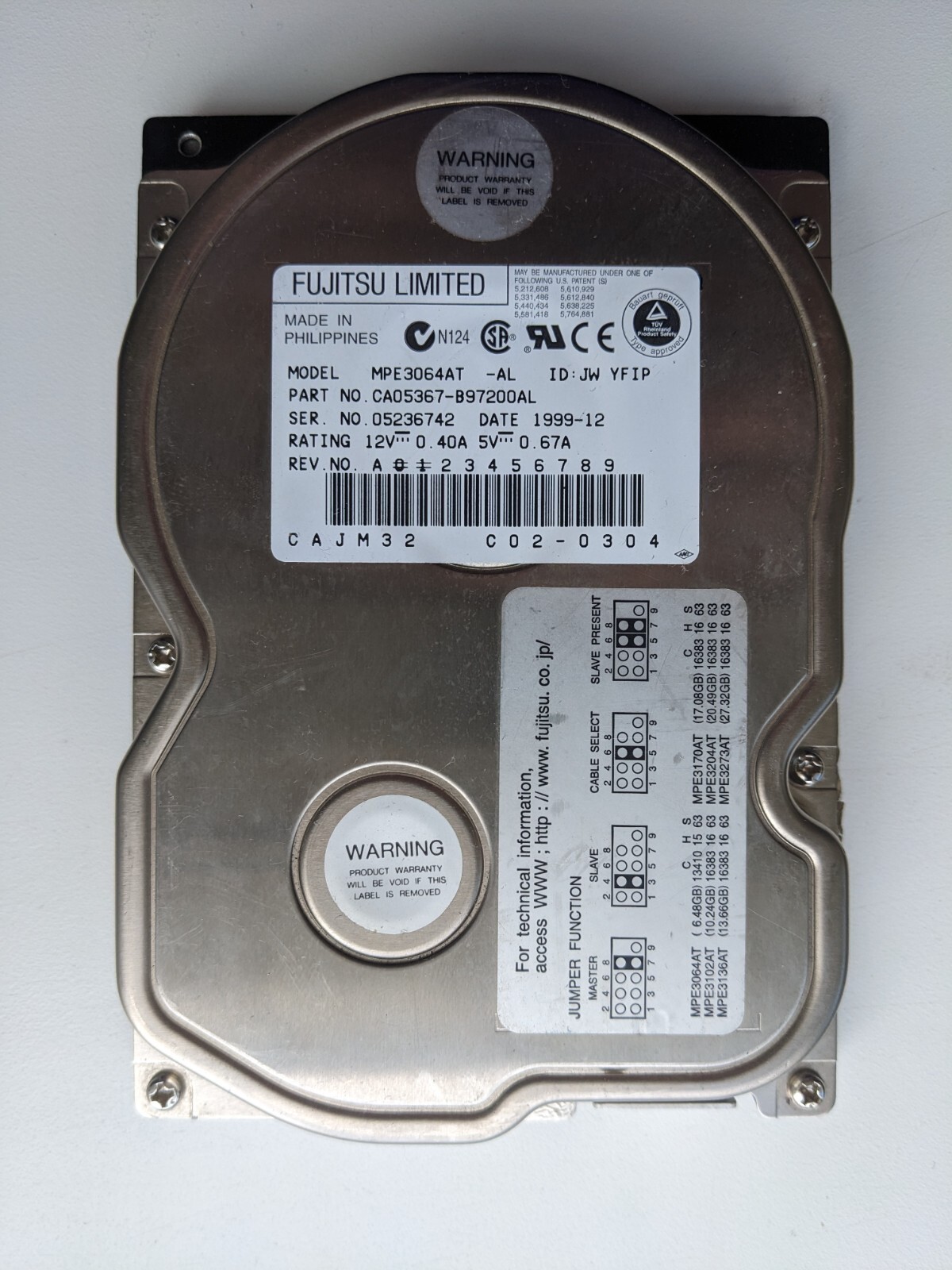 Fujitsu MPE3064AT 6GB IDE 3.5 HDD Hard Drive Excellent State