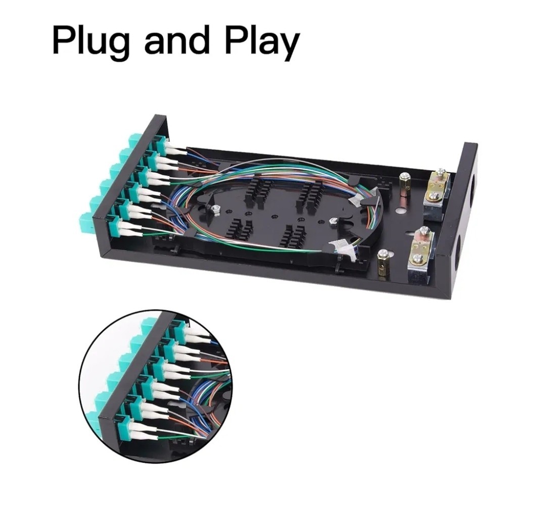 3-Pack LC-UPC 6 Duplex 12 Port Wall Mount Fiber Enclosure with Splice Tray Si...