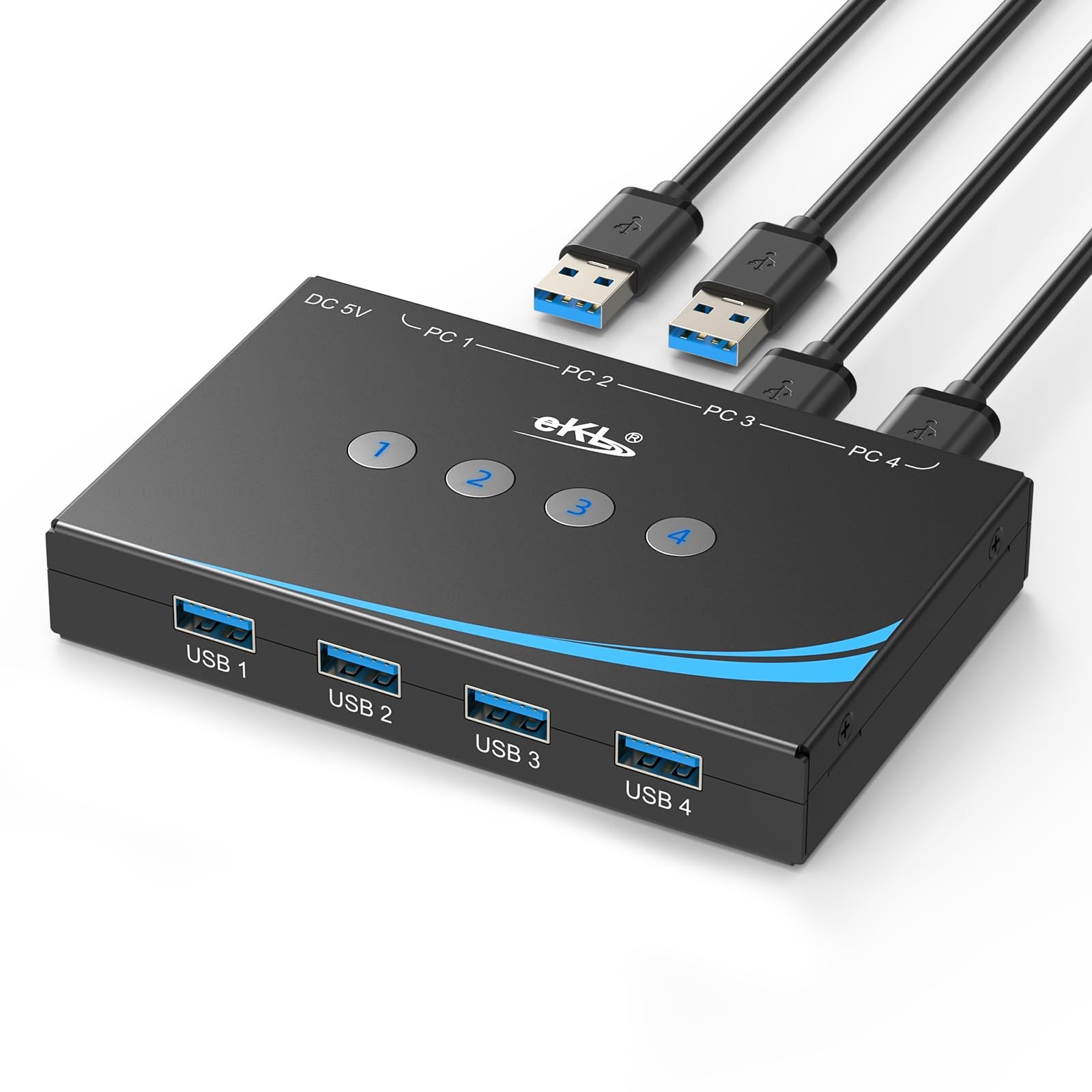 USB 3.0 Switch 4 Computers Share 4 USB 3.0 Ports USB Switcher for PC Laptop M...