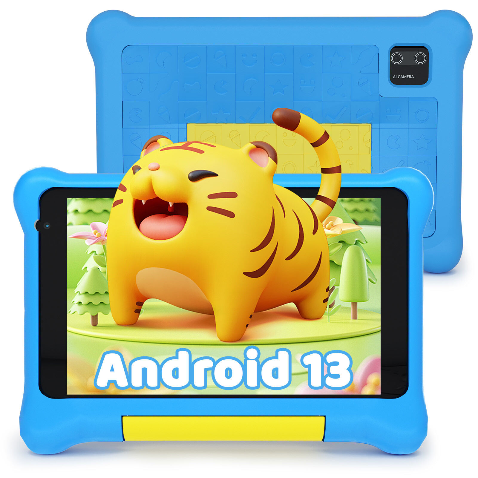 Anmecs Kids Tablet 7 inch Android 13 Tablets 5+32GB with Shockproof Blue ＆ Pink