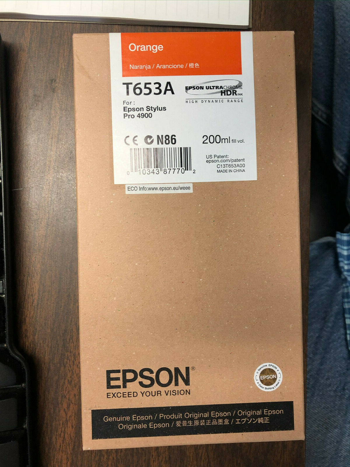 OEM EPSON T6532 and T653A 200 ml Inks for PRO 4900 Printer, New in Box