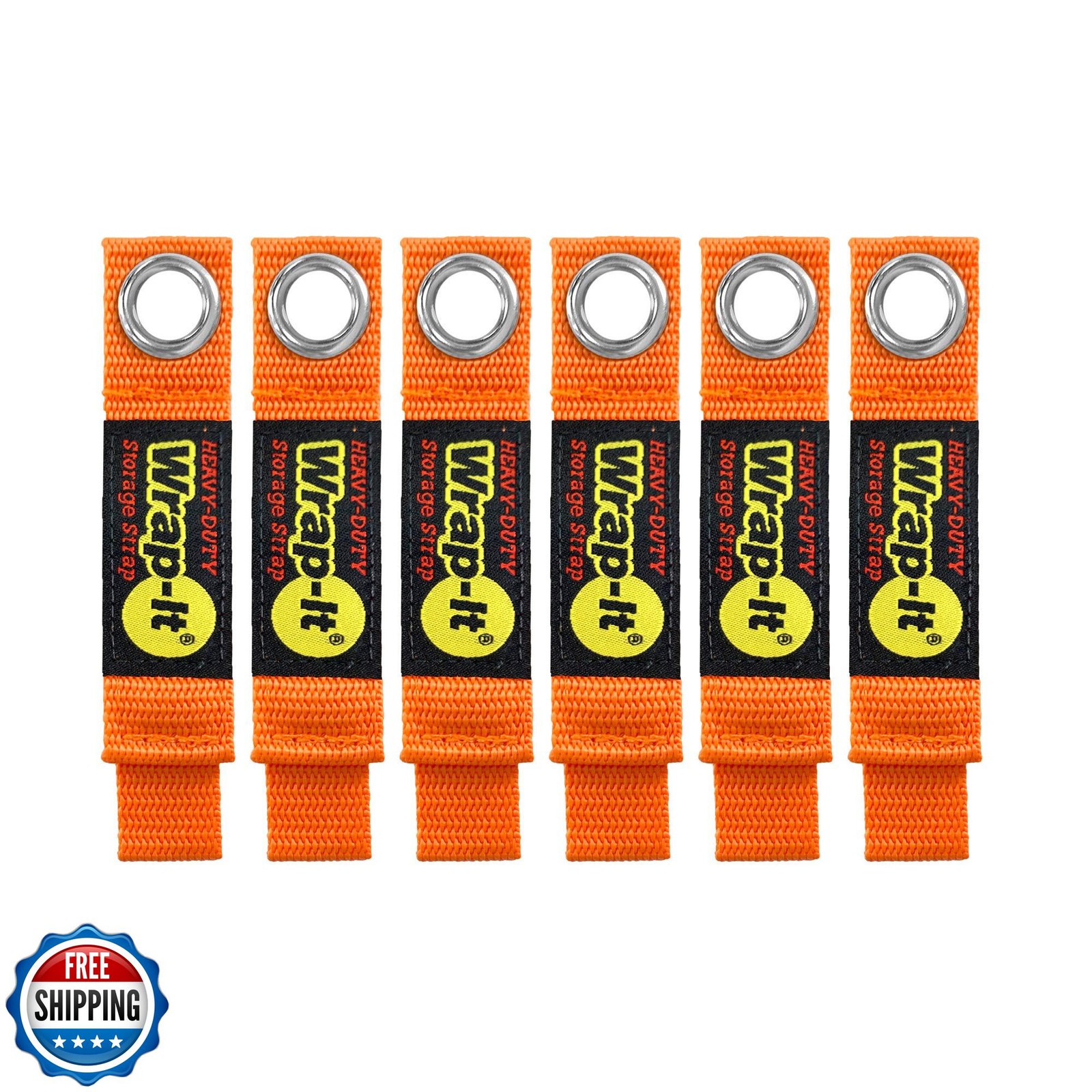 Heavy-Duty Wrap-It Storage Straps - 7-inch (6-Pack) Blaze Orange - Garage Org