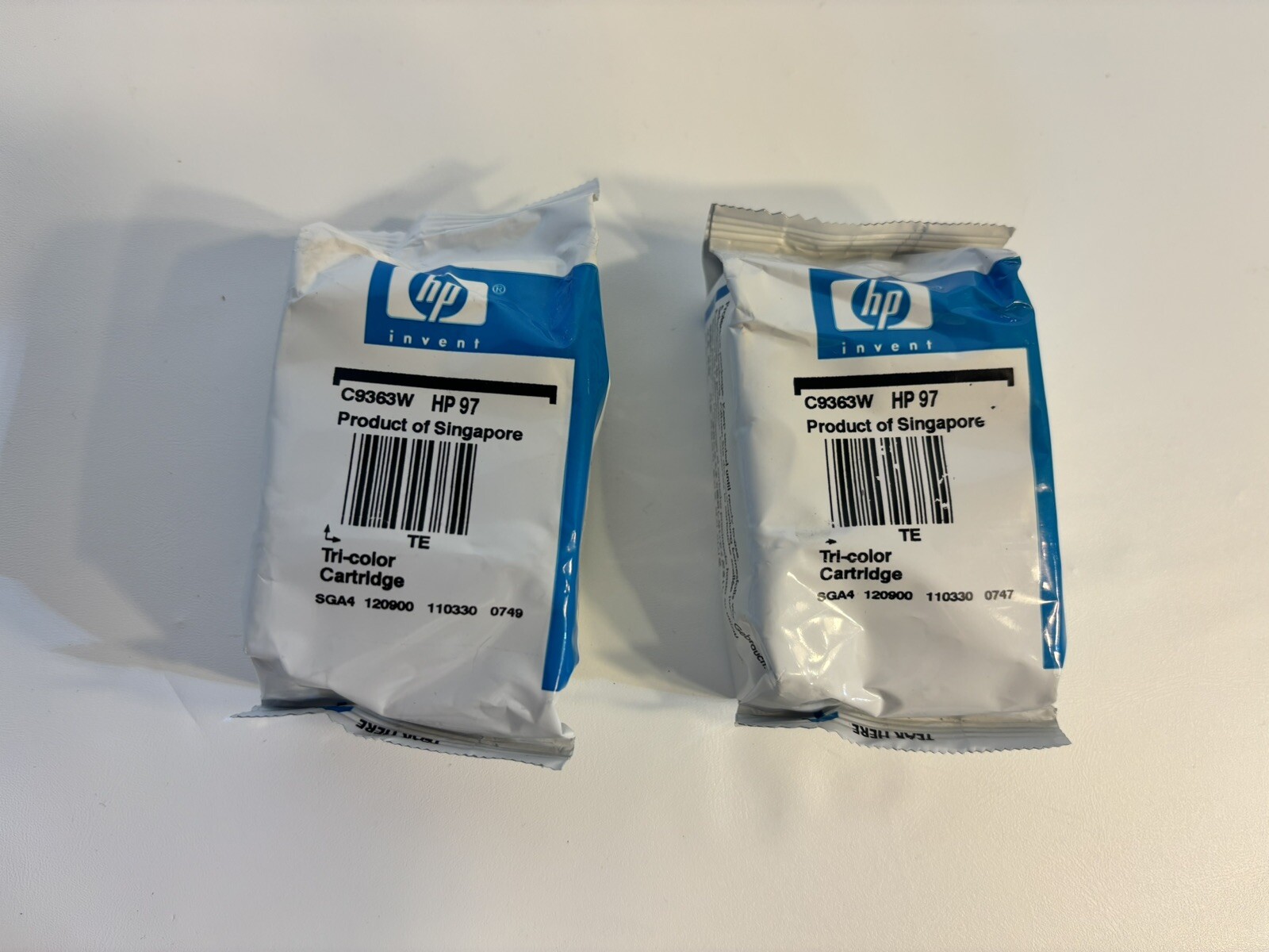 TWO Genuine HP 97 Tri Color Ink Cartridge C9363W Sealed