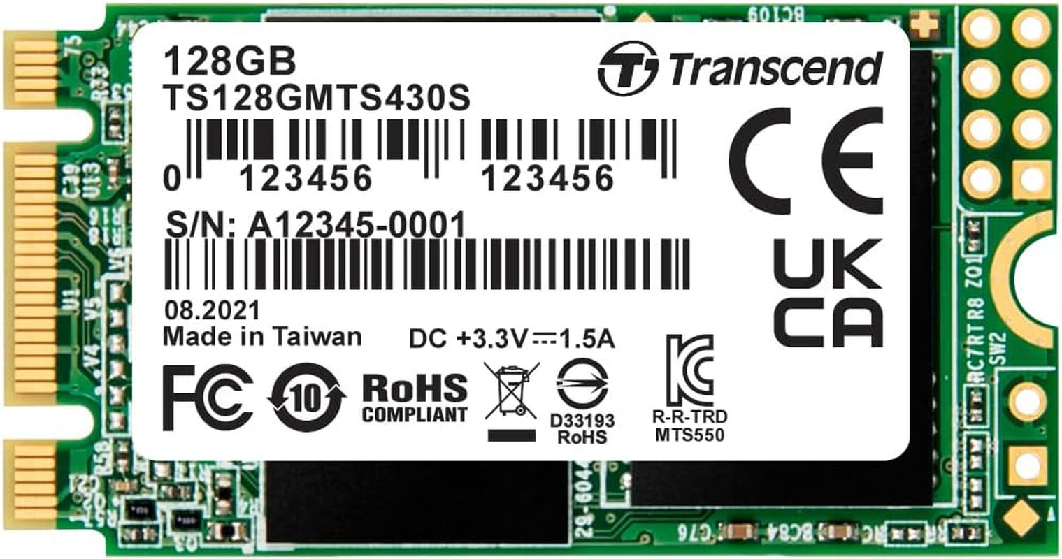 128GB M.2 2242 SATA III SSD, MTS430S B+M Key with DRAM Cache, up to 560Mb/S, 3D