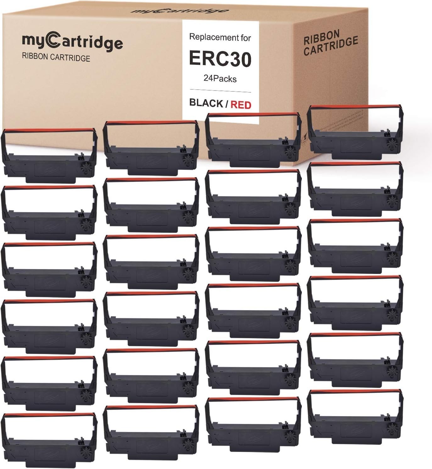 Cartridge Ribbon 24 Pack ERC30 Compatible Epson TM-U220 Black Red Printer M188B