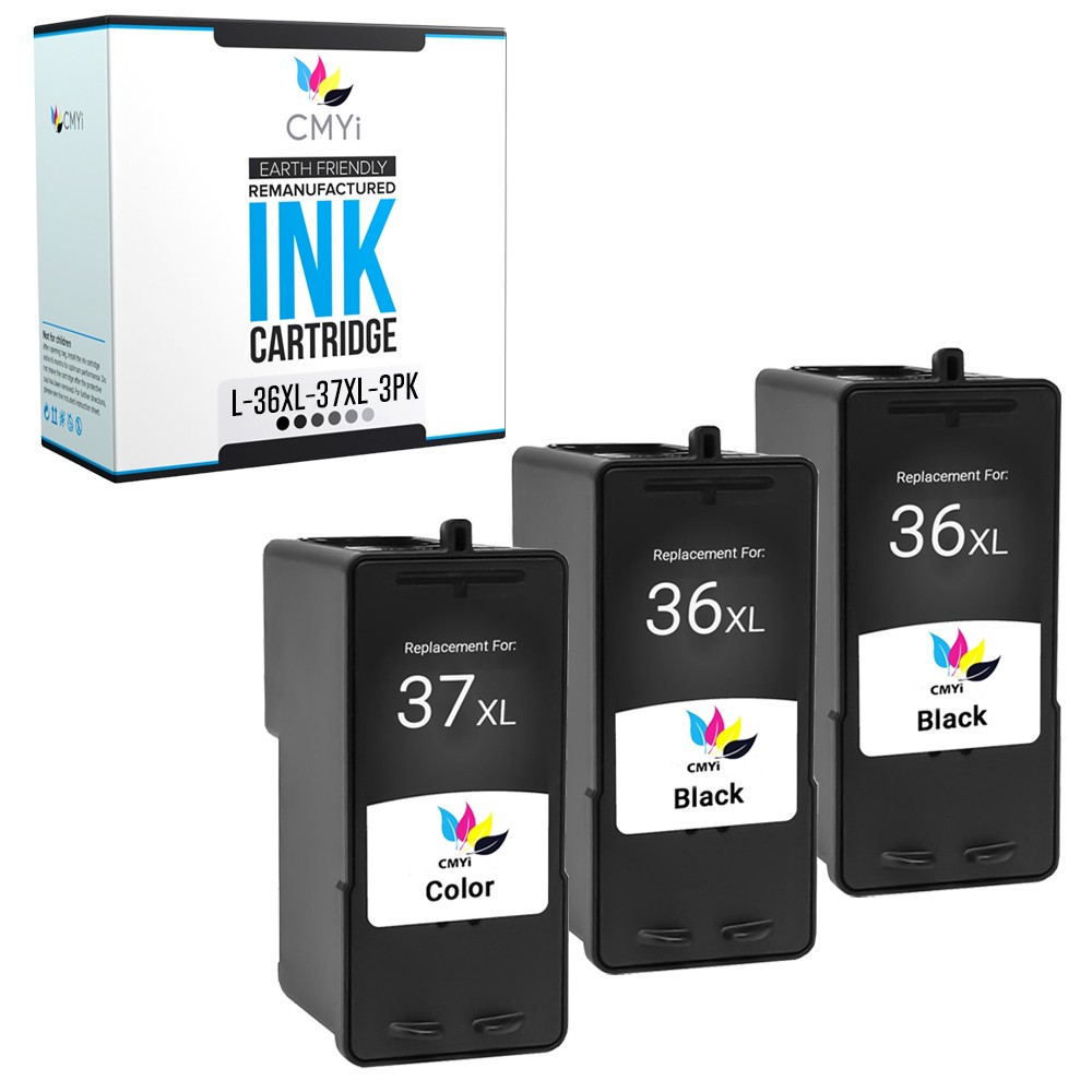 3-Pack Replacement CMYi Lexmark 36XL-37XL Ink Cartridge for X Series X3650 X4650