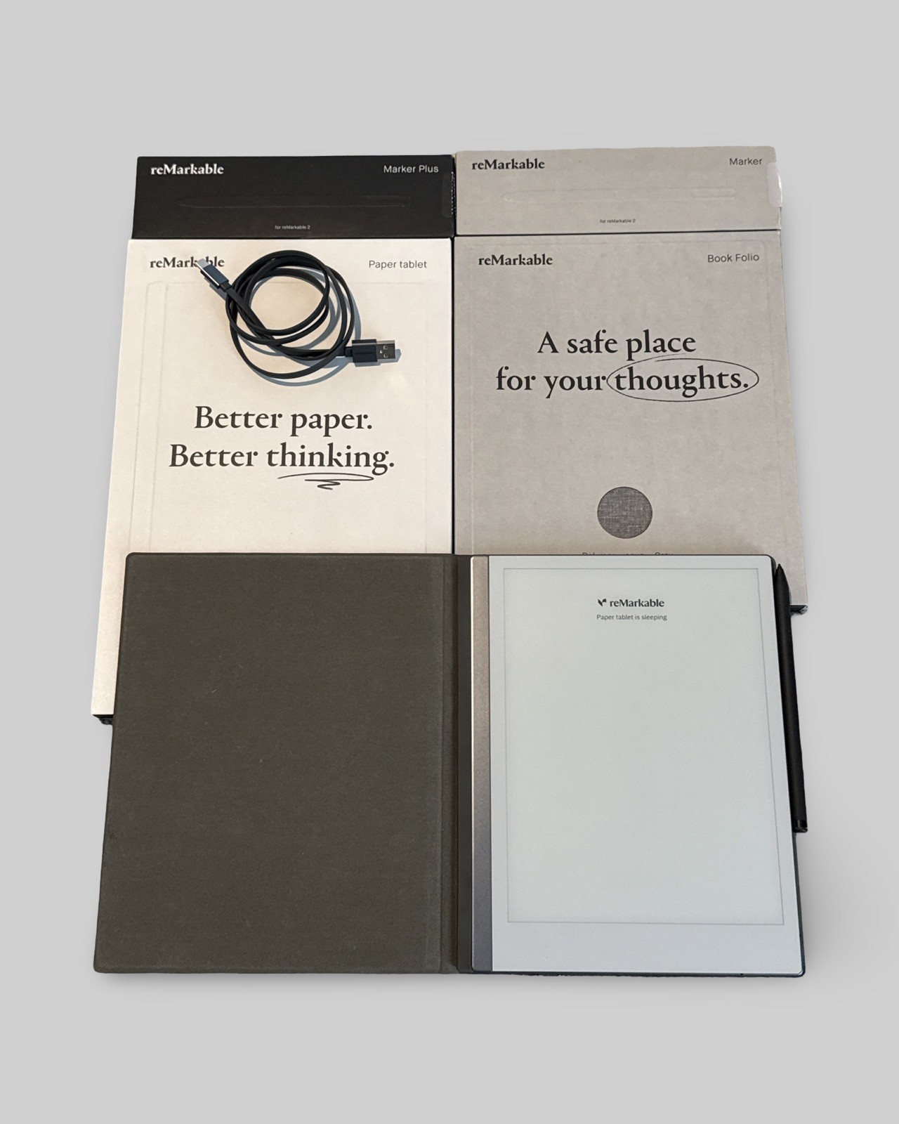 AUTHENTIC reMarkable 2 Paper Tablet Bundle – 2 Cases, 2 Pens & Charger- preowned