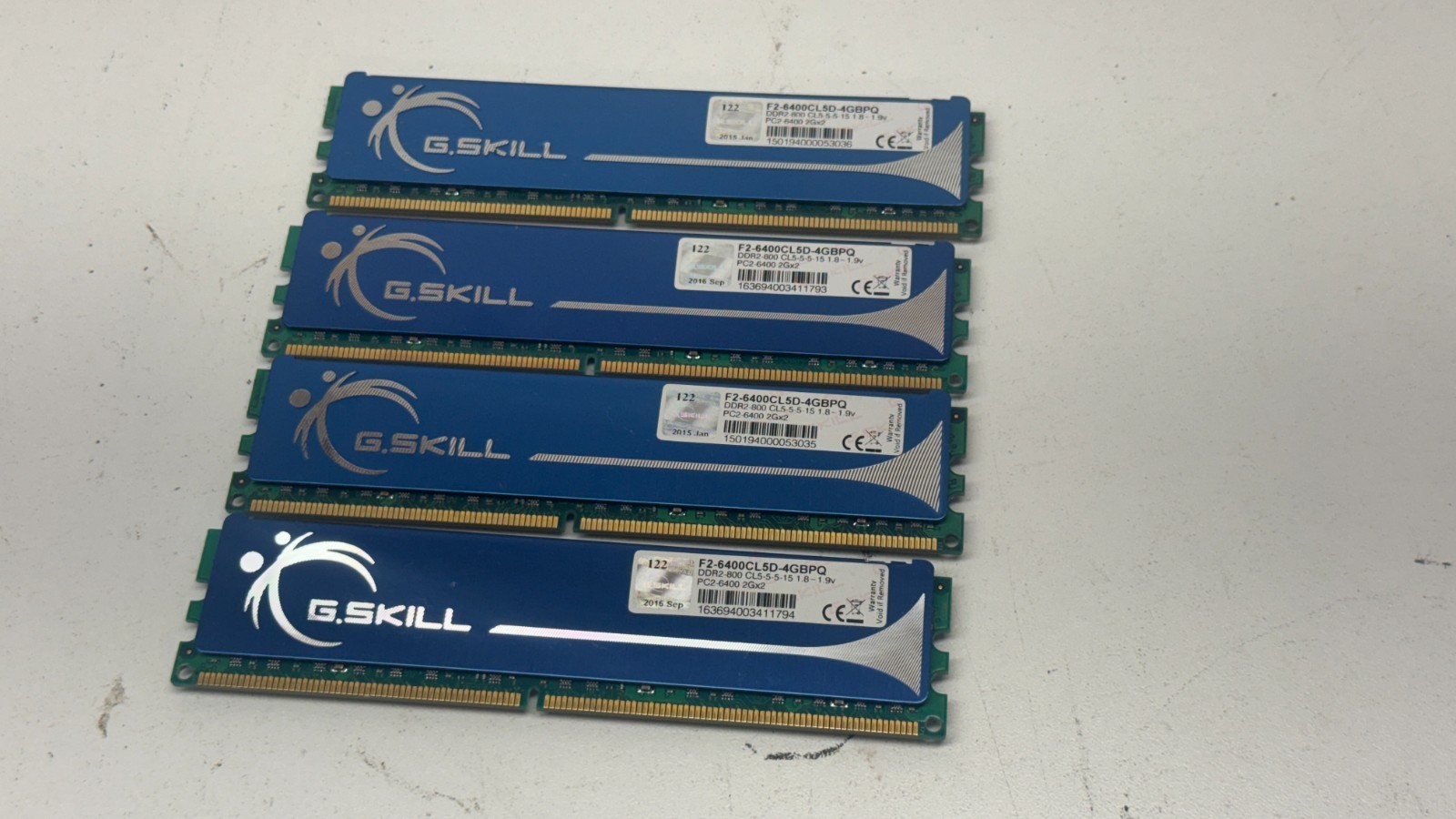 G.Skill 8GB 4x2GB DDR2 800MHz PC2-6400 Desktop RAM F2-6400CL5D-4GBPQ Blue