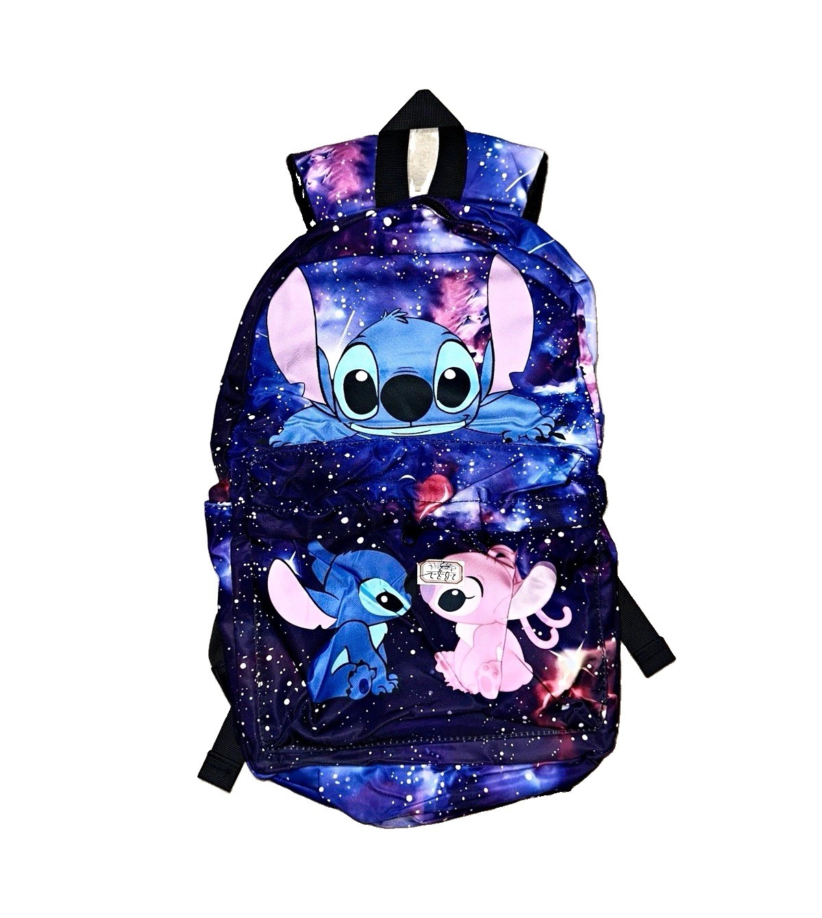 Disney Stitch & Angel Galaxy Print Small laptop Backpack Purple Blue Zip Padded