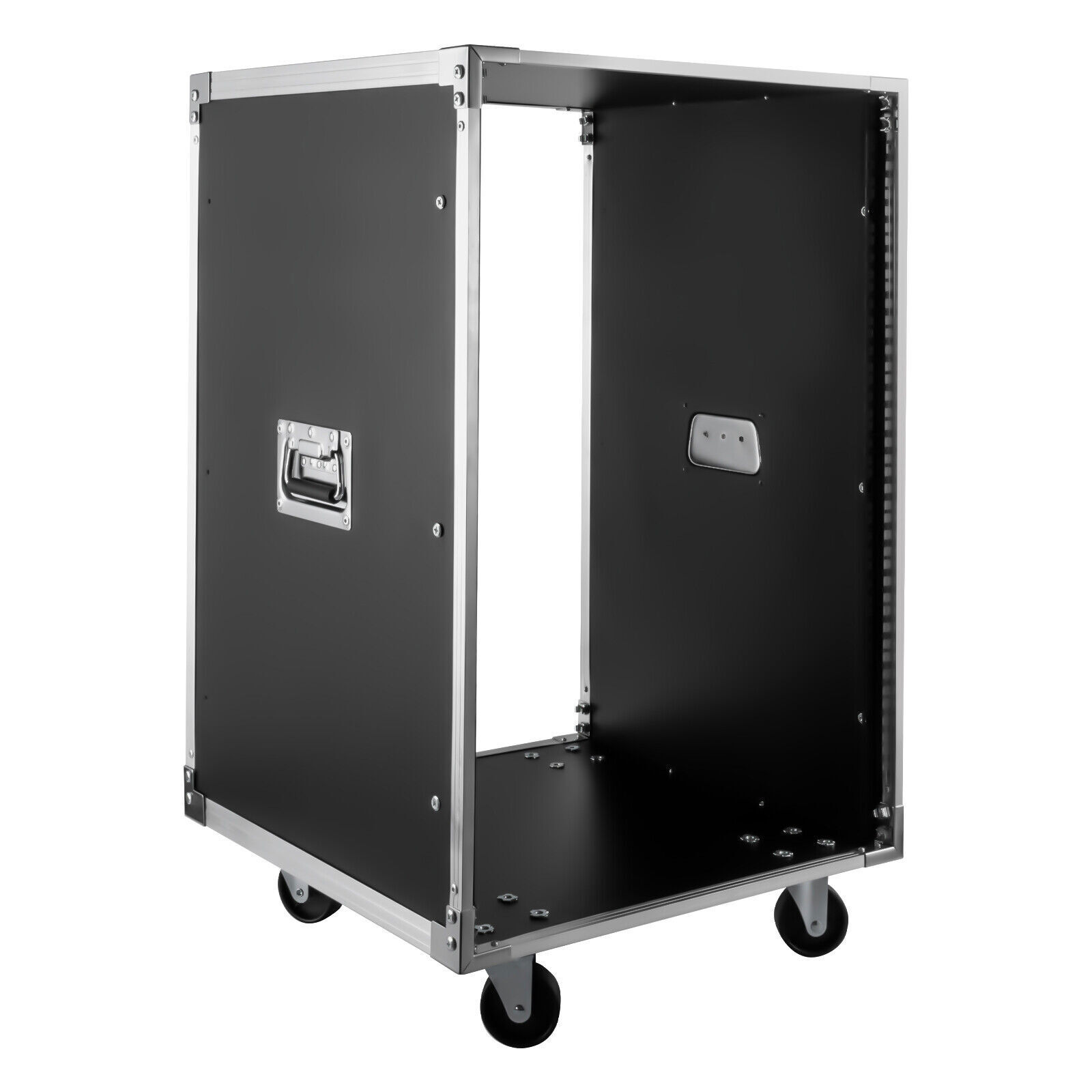 19 Inch 16U Open Frame Rolling Network Rack Cabinet With Casters Black