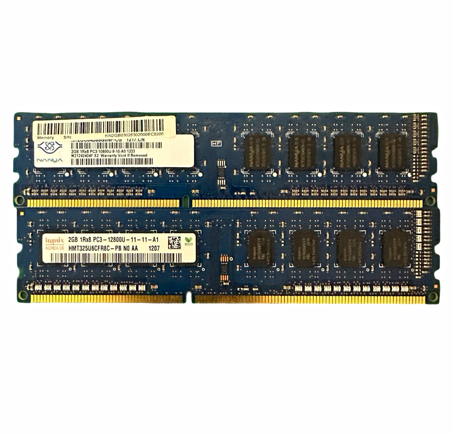 4GB DDR3 Desktop RAM — 2x 2GB Mixed Lot