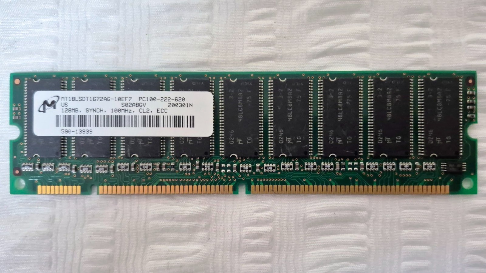 128MB Micron PC100 SDR CL2 ECC DIMM MT18LSDT1672AG-10EF7 PC100-222-620 US Tested