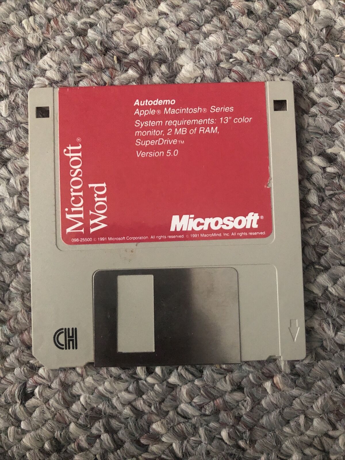 VTG Microsoft Word v 5.0 Auto Demo Apple Macintosh Floppy Disk Rare 3.5” 1991