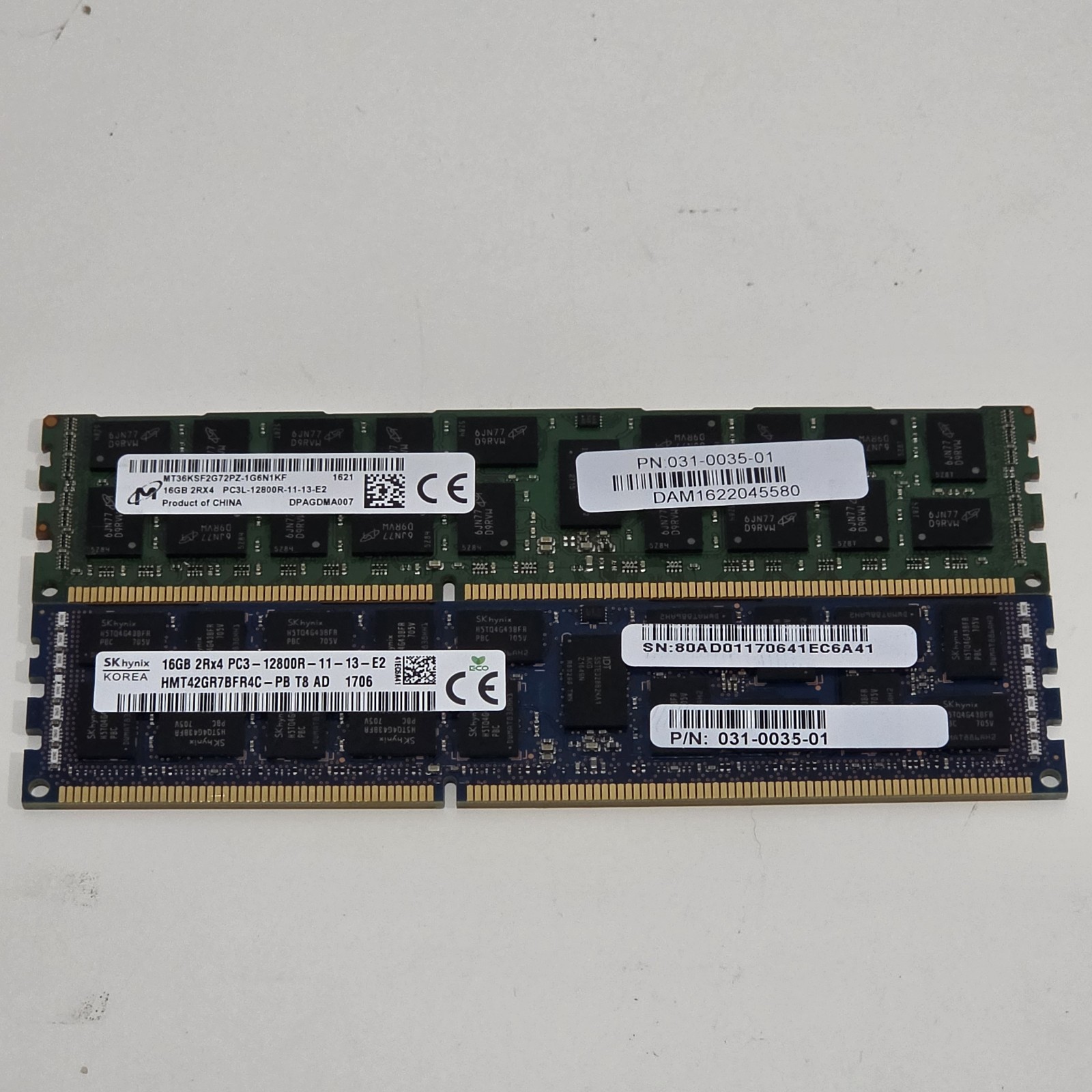 SK Hynix / Micron 32GB Ram Pair (16GBx2) 2RX4 PC3-12800R-11-13-E2 DDR3 RAM
