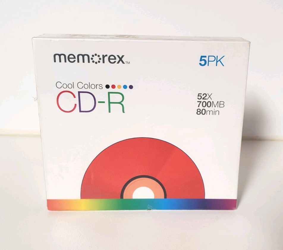 Memorex Cool Colors CD-R 5 Pack 52 x 700 MB 80 Minutes Brand New