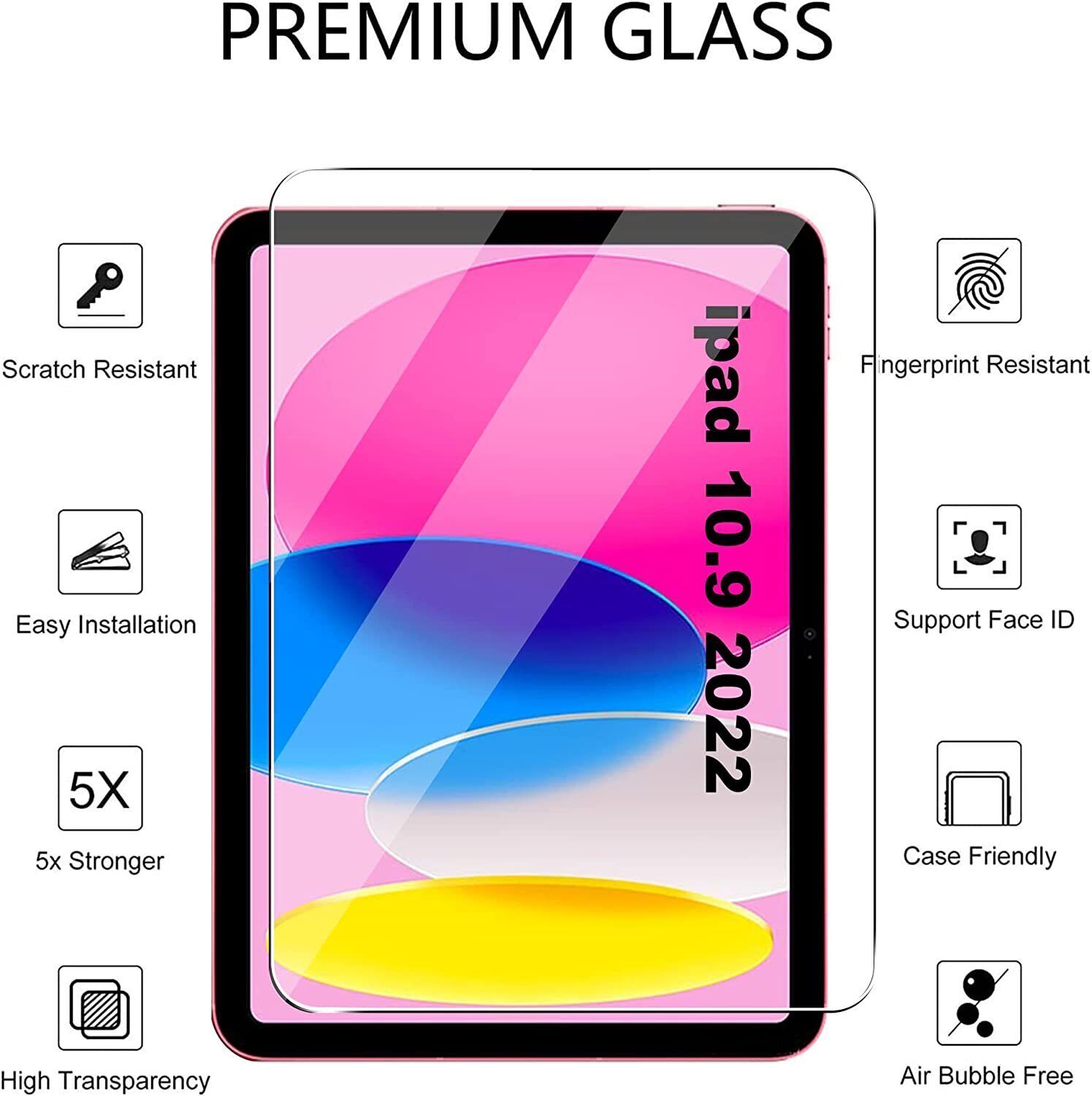 For iPad 10 (2022) 10.9 inch (10th Generation) Tempered Glass Screen Protector