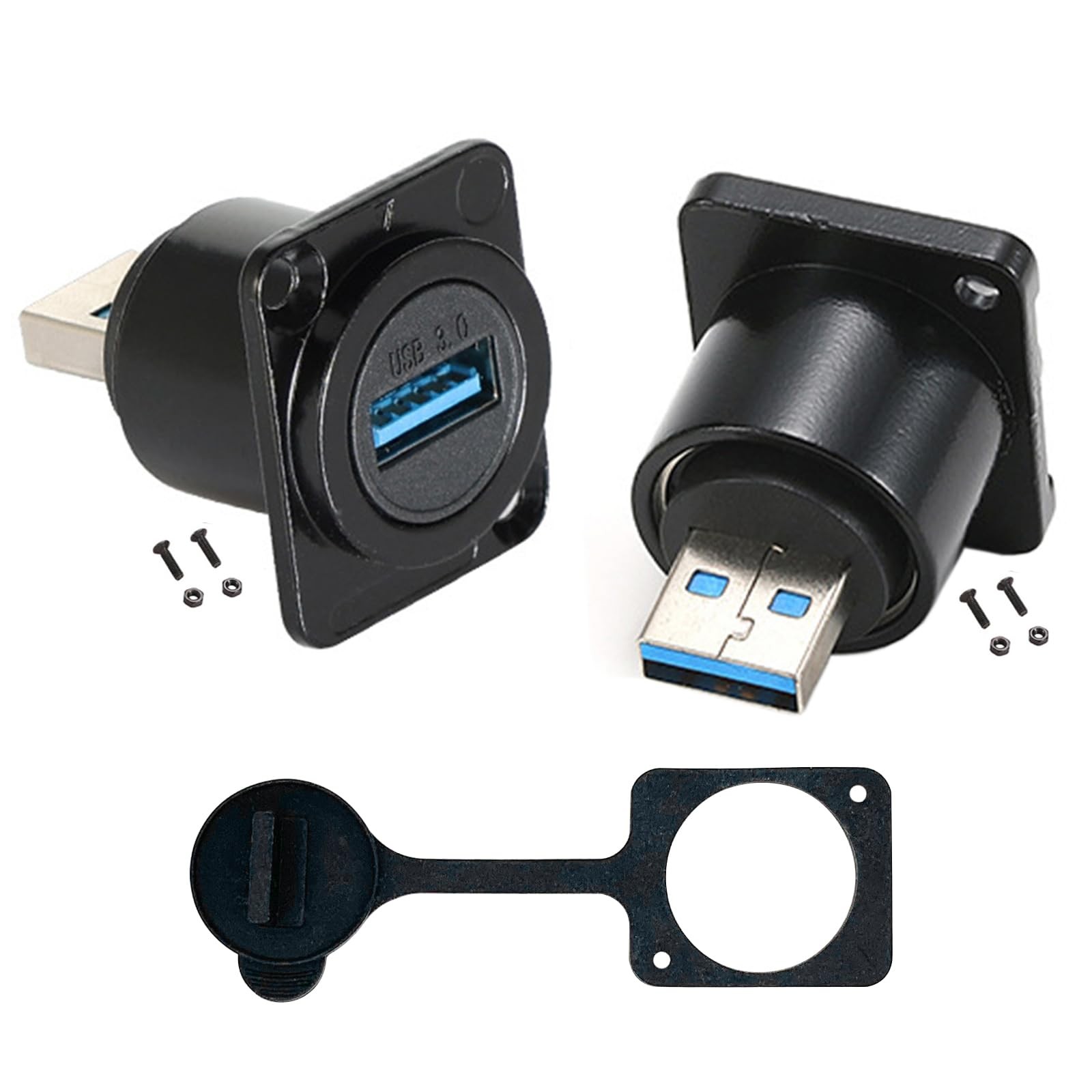 PENGLIN 2PCS USB 3.0 Male to Female Panel Mount Adapter
