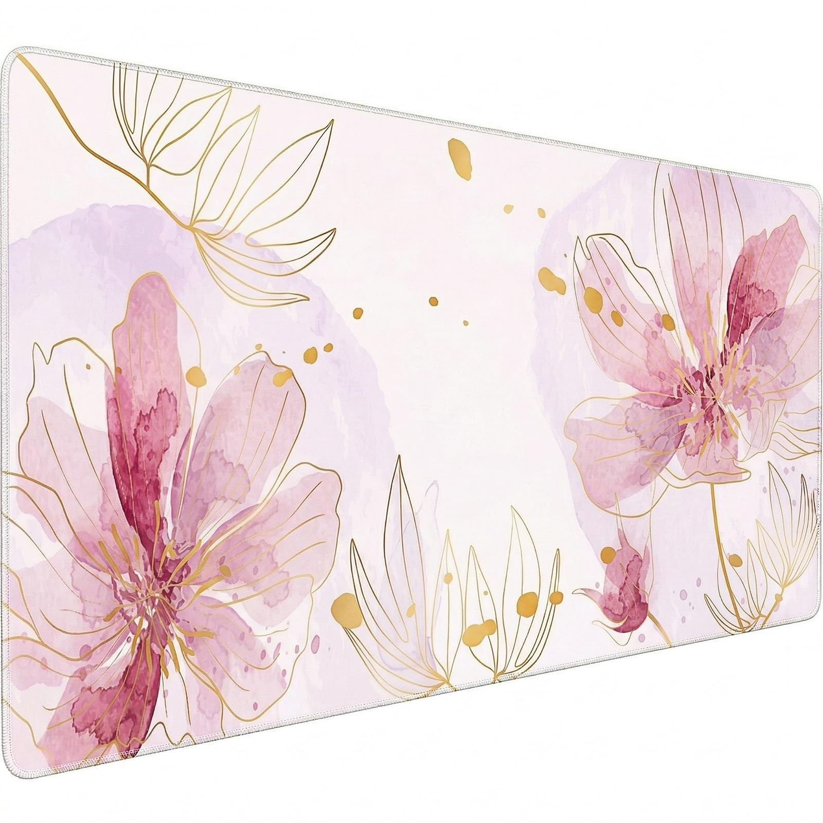 Pink Floral Desk Mat 35.4x15.7 Inch XXL Mouse Pad NonSlip Waterproof New