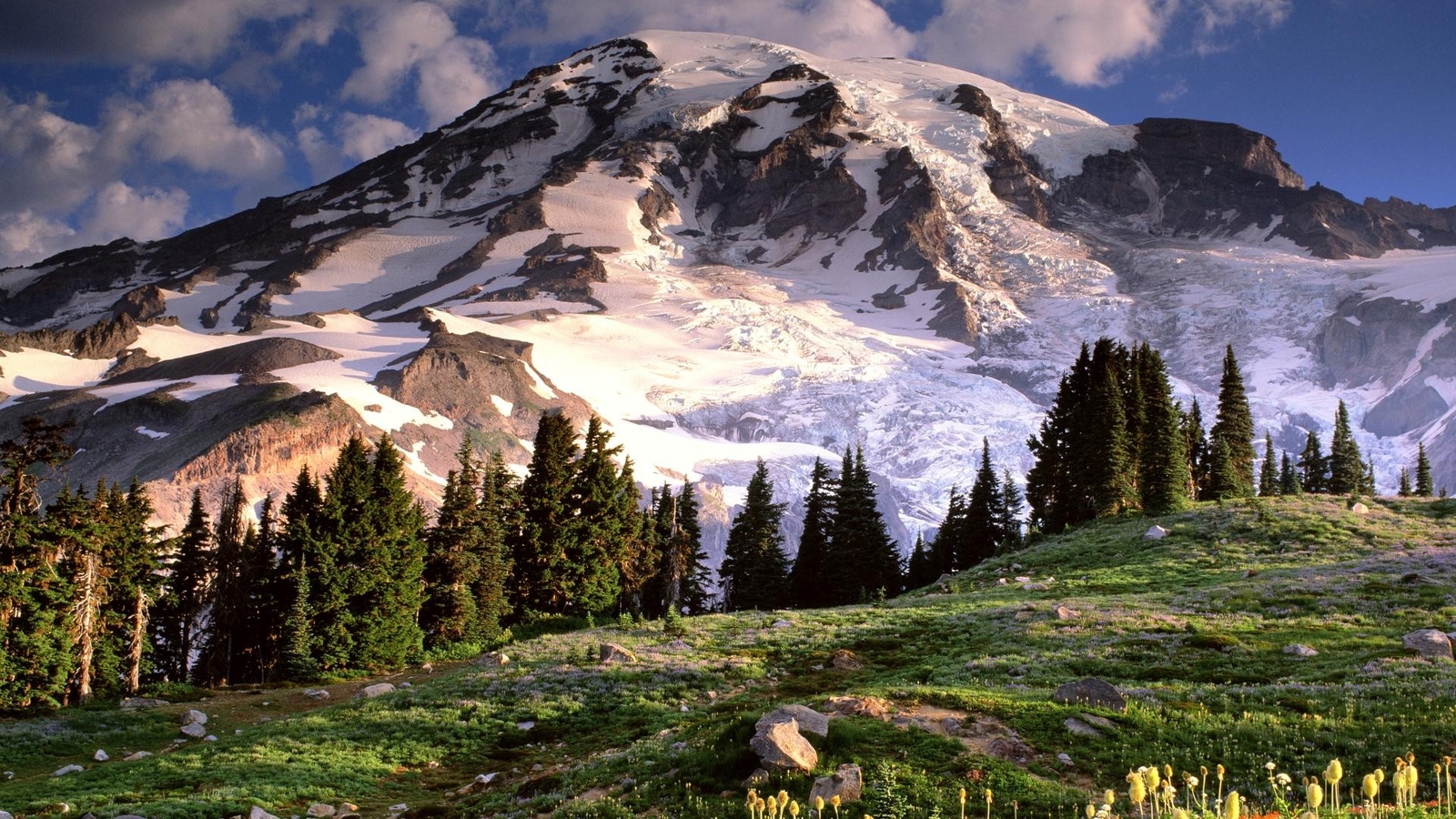 Landscape nature mountains usa trees clouds snow Custom Gaming Mat Desk
