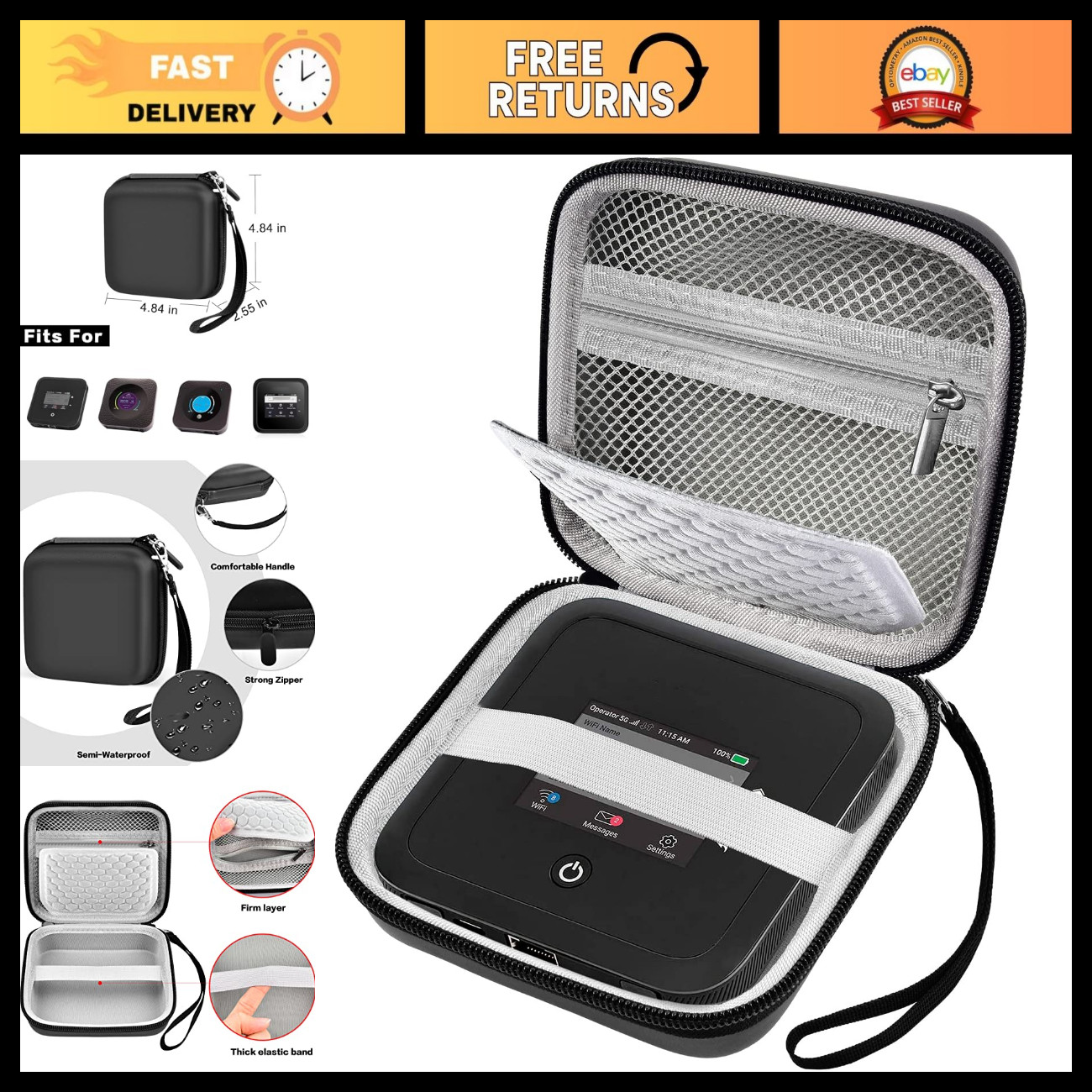 Hard Travel Router Case for NETGEAR Nighthawk M6 Pro M5 - Durable, Portable, Pro