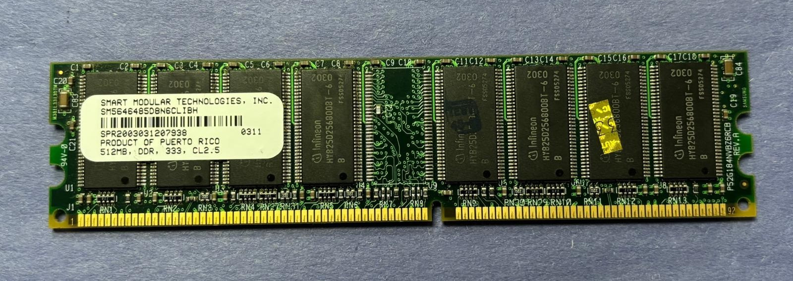 🥨SMART MODULAR 512MB DDR 333 CL2.5 RAM MEMORY SM5646485D8N6CLIBH