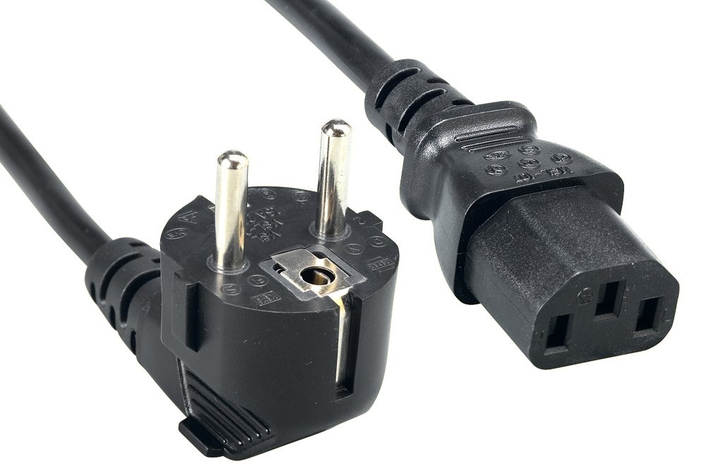 European Schuko Right Angle Power Cord, CEE 7/7 to IEC320 C13, 6', 18 AWG, 16...