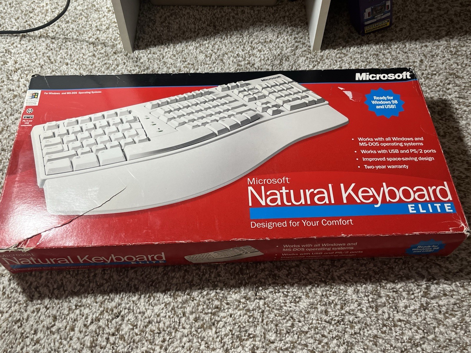 Vintage Microsoft Natural Keyboard Elite Wired A1100337 L959 1998 