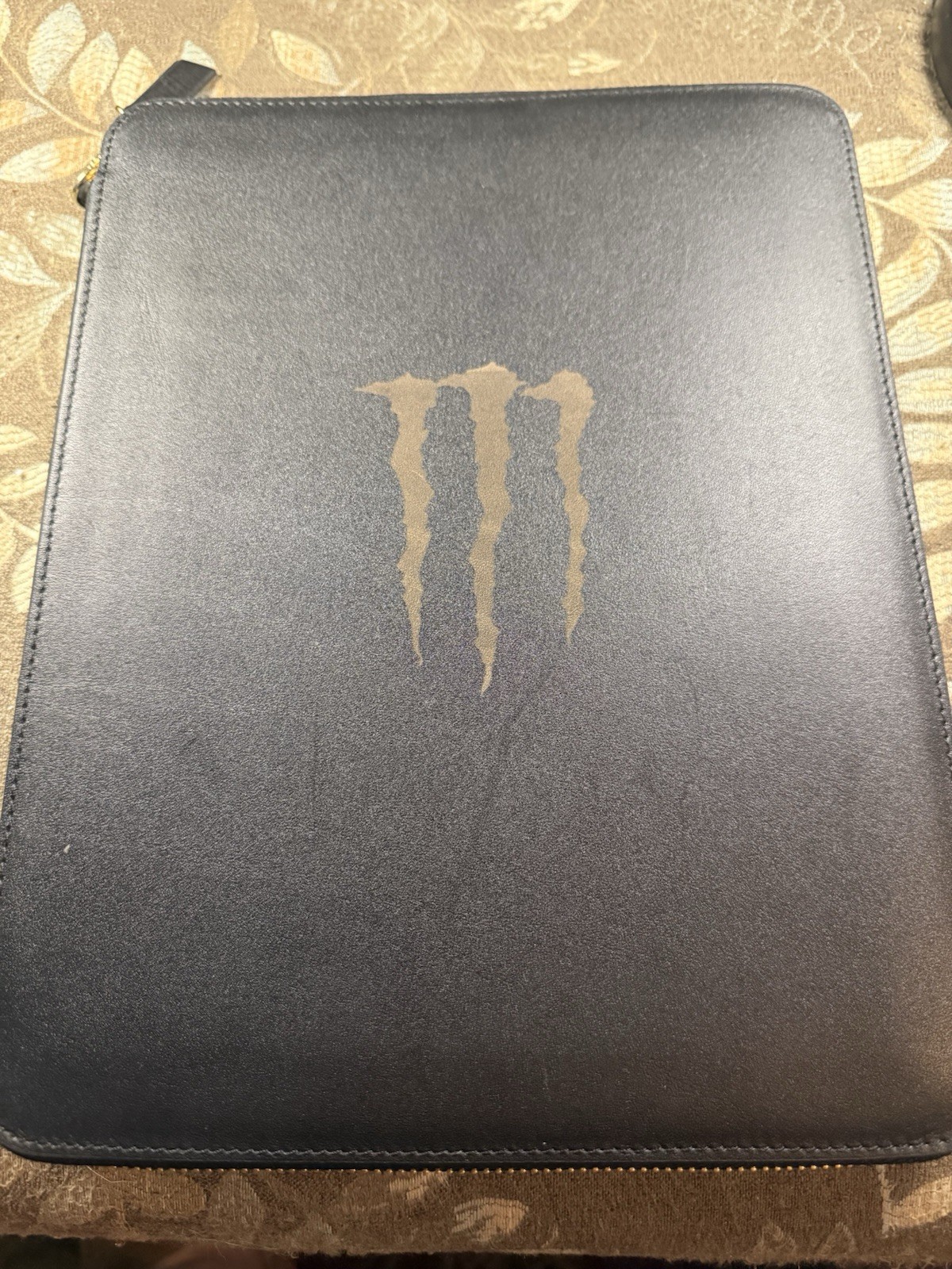 Leather Travel Essential Tech Folio By Mark & Graham MONSTER ENERGY DRINK LOGO