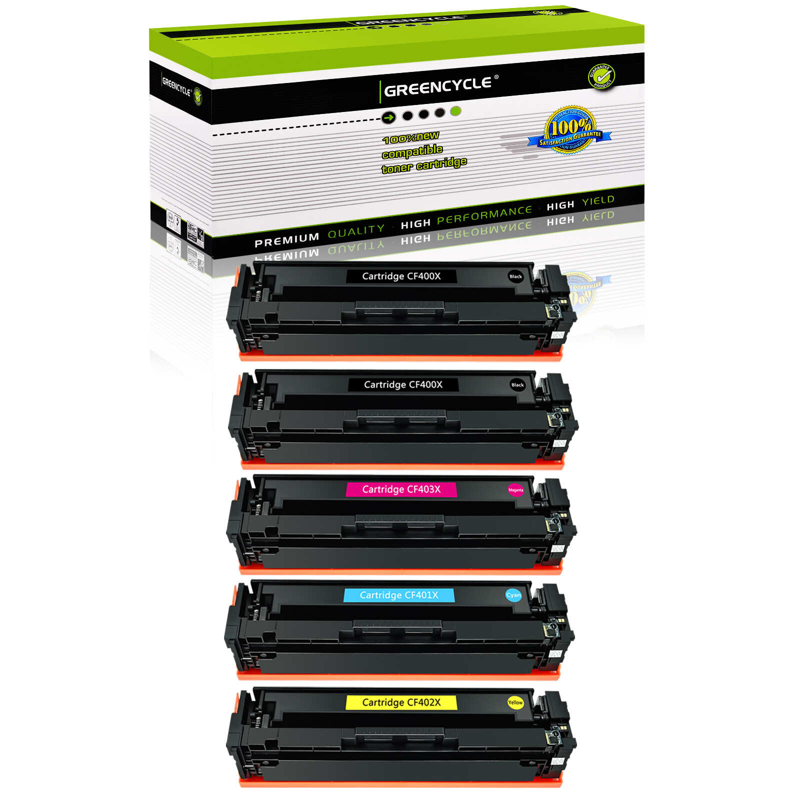 5PK CF400X BCYM Toner Set Fits for HP 201X Color Laserjet Pro MFP M252dw M277dw