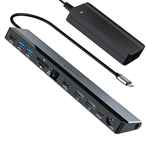 NEWQ USB C DOCKING STATION TIME STATION 12-IN-1 THUNDERBOLD 3 | 4 MONITOR - GRAY
