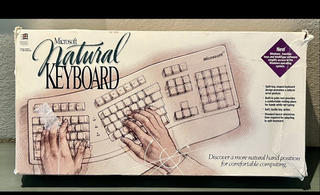 Vintage Microsoft 1994 Ergonomic Natural Keyboard New Open Box Other Read