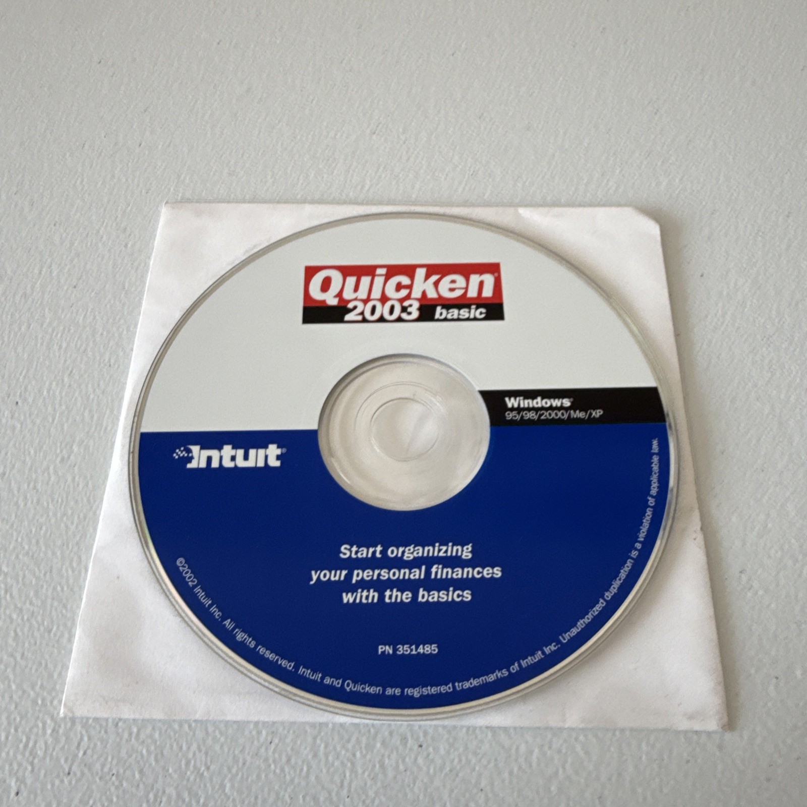 Intuit Quicken 2003 Disc Only