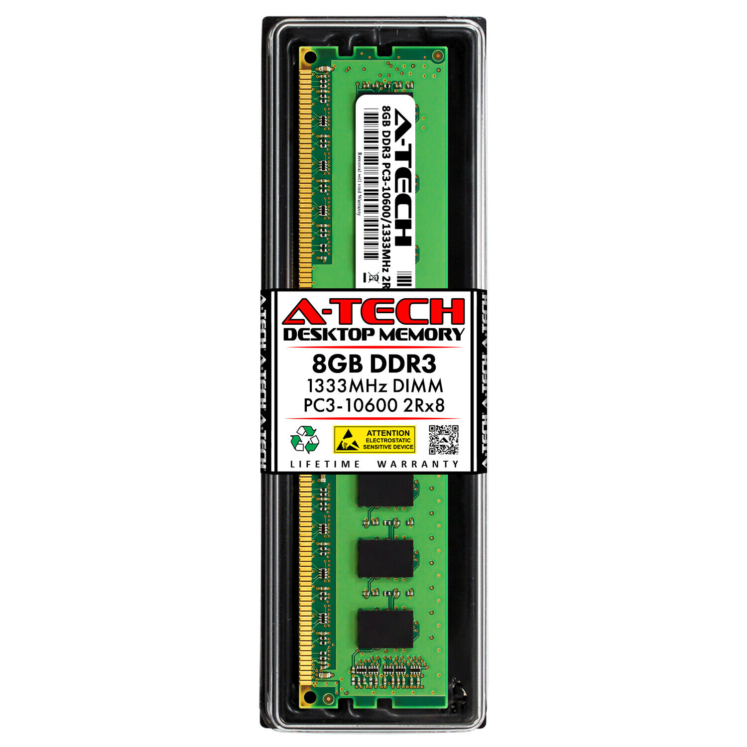 A-Tech 8GB PC3-10600 Desktop DDR3 1333 MHz 240-Pin DIMM Non ECC Memory RAM 1x 8G