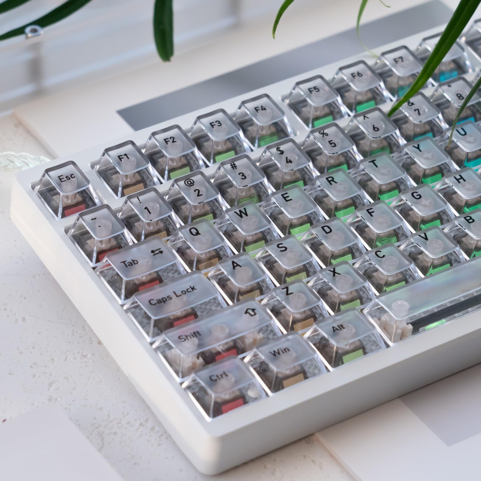 White Frosted Translucent Keycaps Crystal Clear Cherry Profile 115 Keys Sets