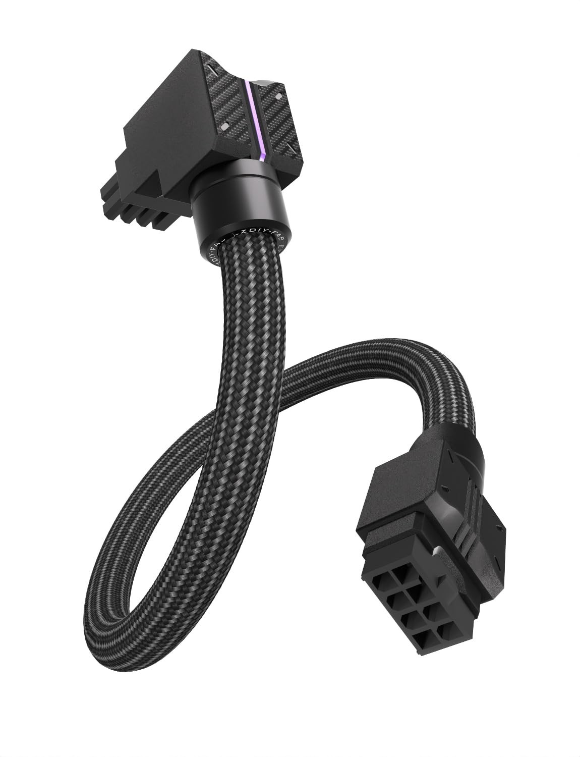 UNIFAS ARGB 8Pin GPU Extension Cable 16AWG 90 RightAngle PCIe PSU Black