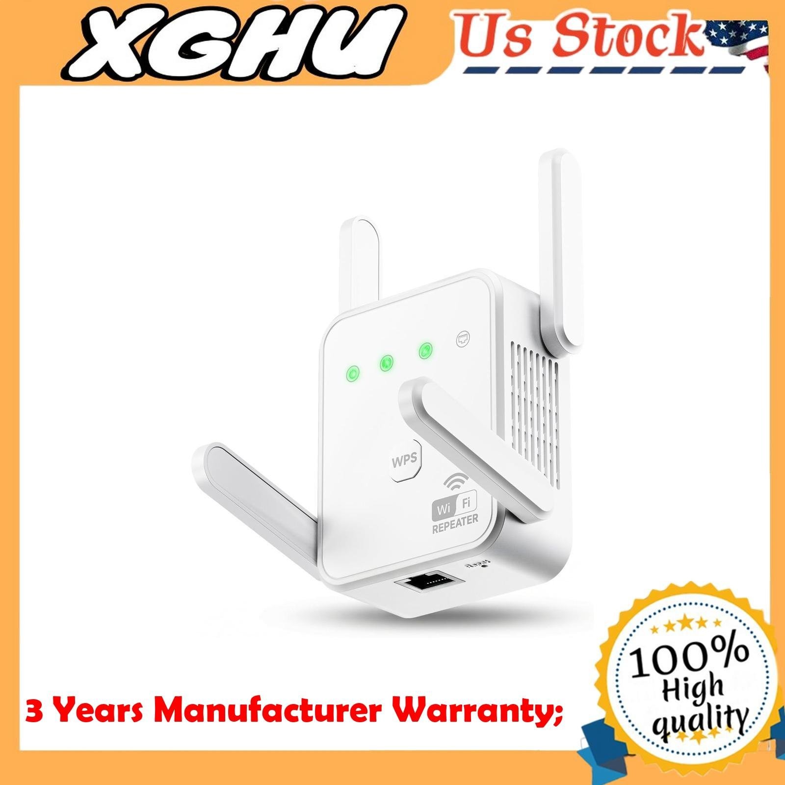 300M WiFi Extender Repeater Amplifier 2.4GHz Enhancer Booster 4-Antennas.