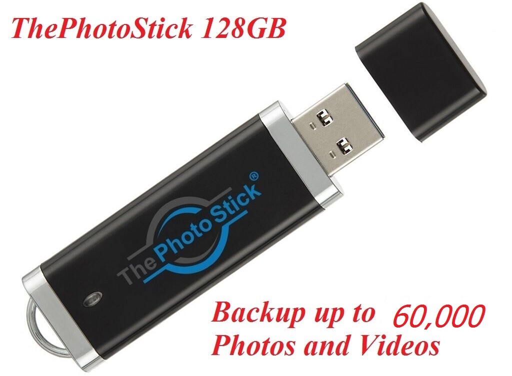 ThePhotoStick 128GB Easy One Click Photo and Video Backup 128GB Mac Windows